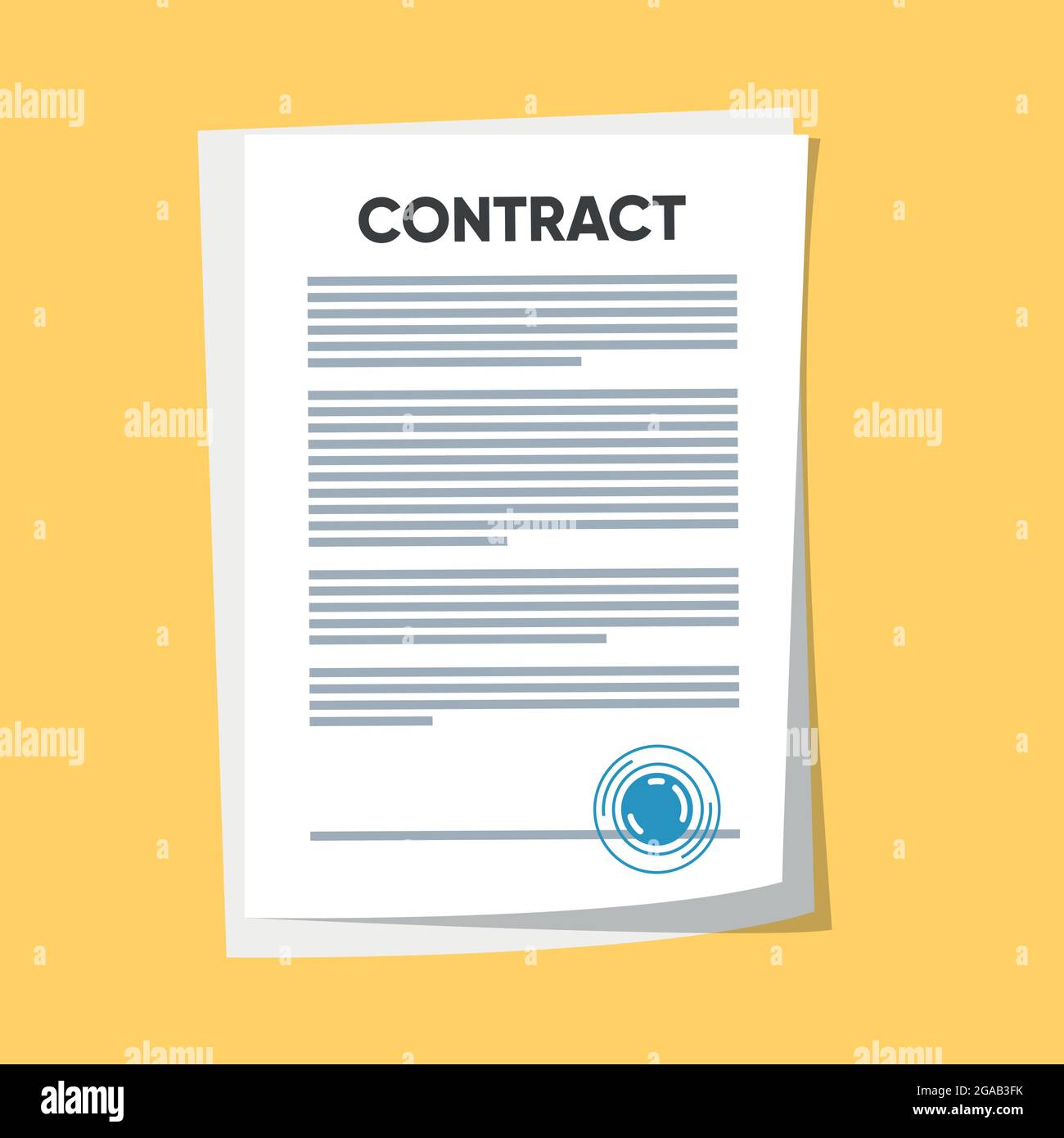Contract conditions, research approval validation document. Contract papers. Document. Folder with stamp Stock Vector