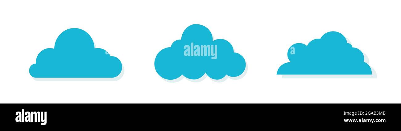 Cloud Icons Set in trendy flat style isolated on blue background. Cloud ...