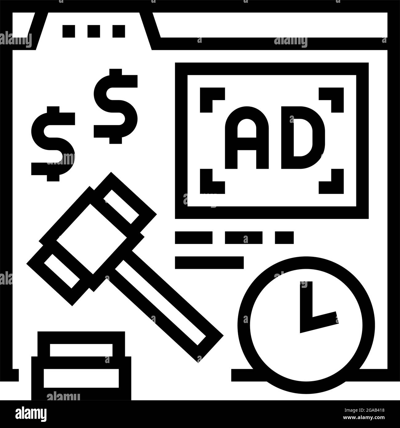 real time bidding line icon vector illustration Stock Vector Image ...
