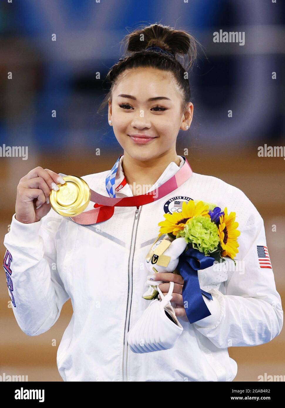 Tokyo, Japan. July 29, 2021 U.S. gymnast Sunisa Lee poses with her