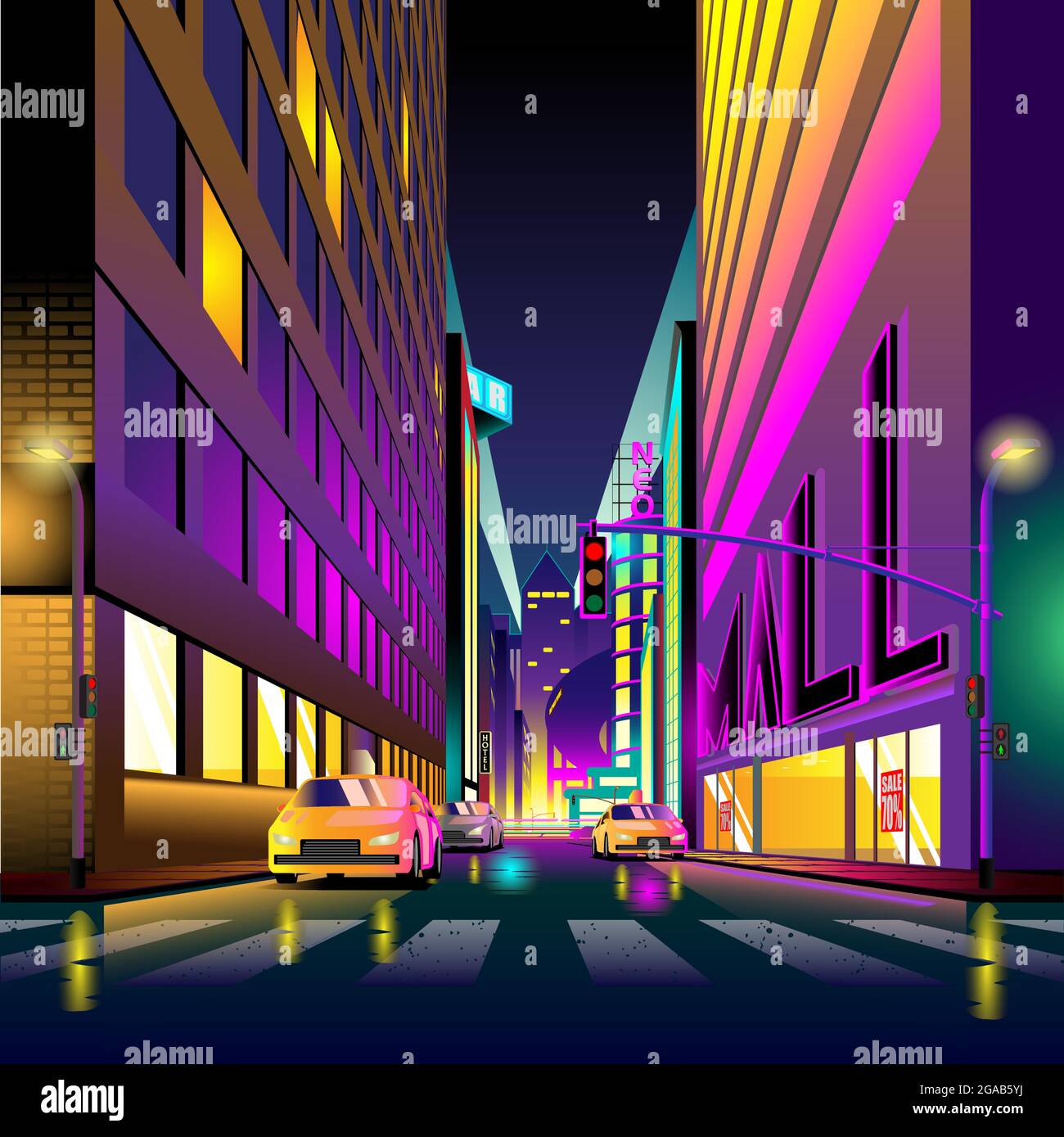 Urban Life CIty view at night vector illustration Stock Vector