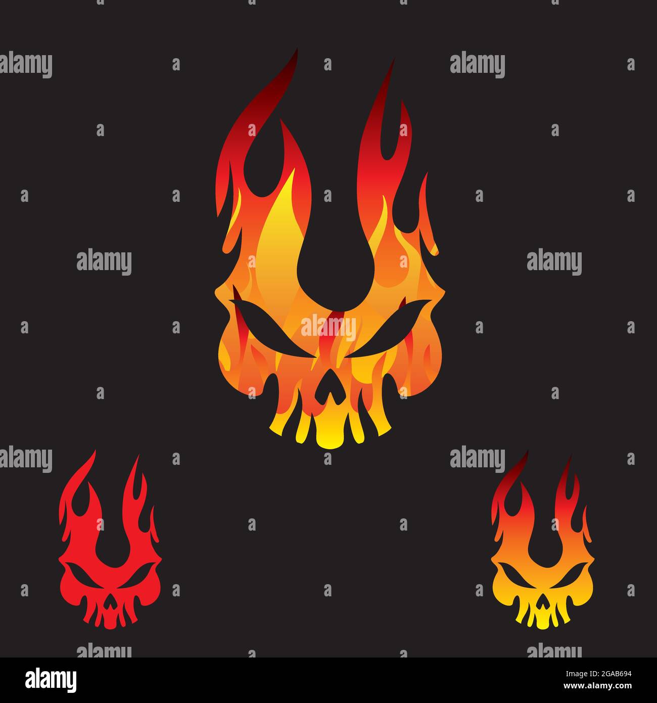 Flame Skull logo. vector can be used for entertainment  and media purposes such as youtube or twitch channel, for product or fashion brand, and any ot Stock Vector
