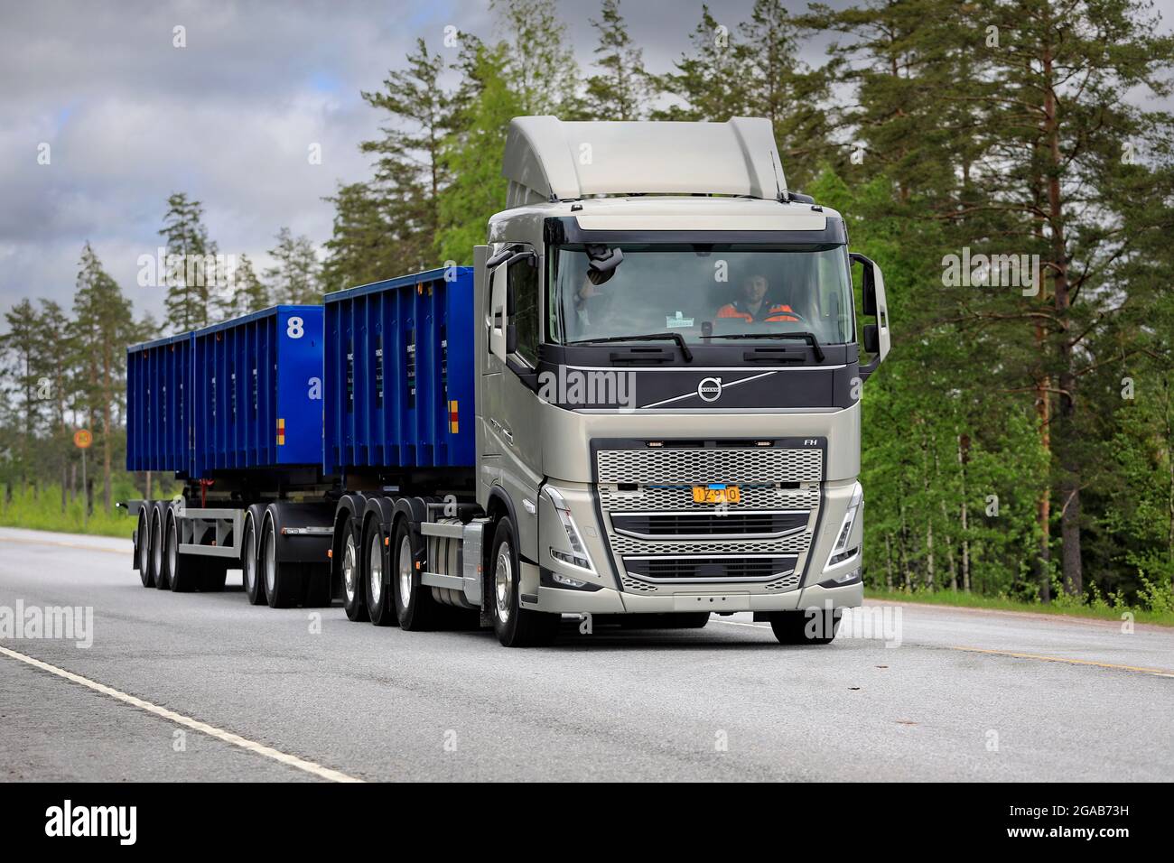 New Volvo FMX 540 Xpro Tipper Truck Headlight Detail Stock Photo