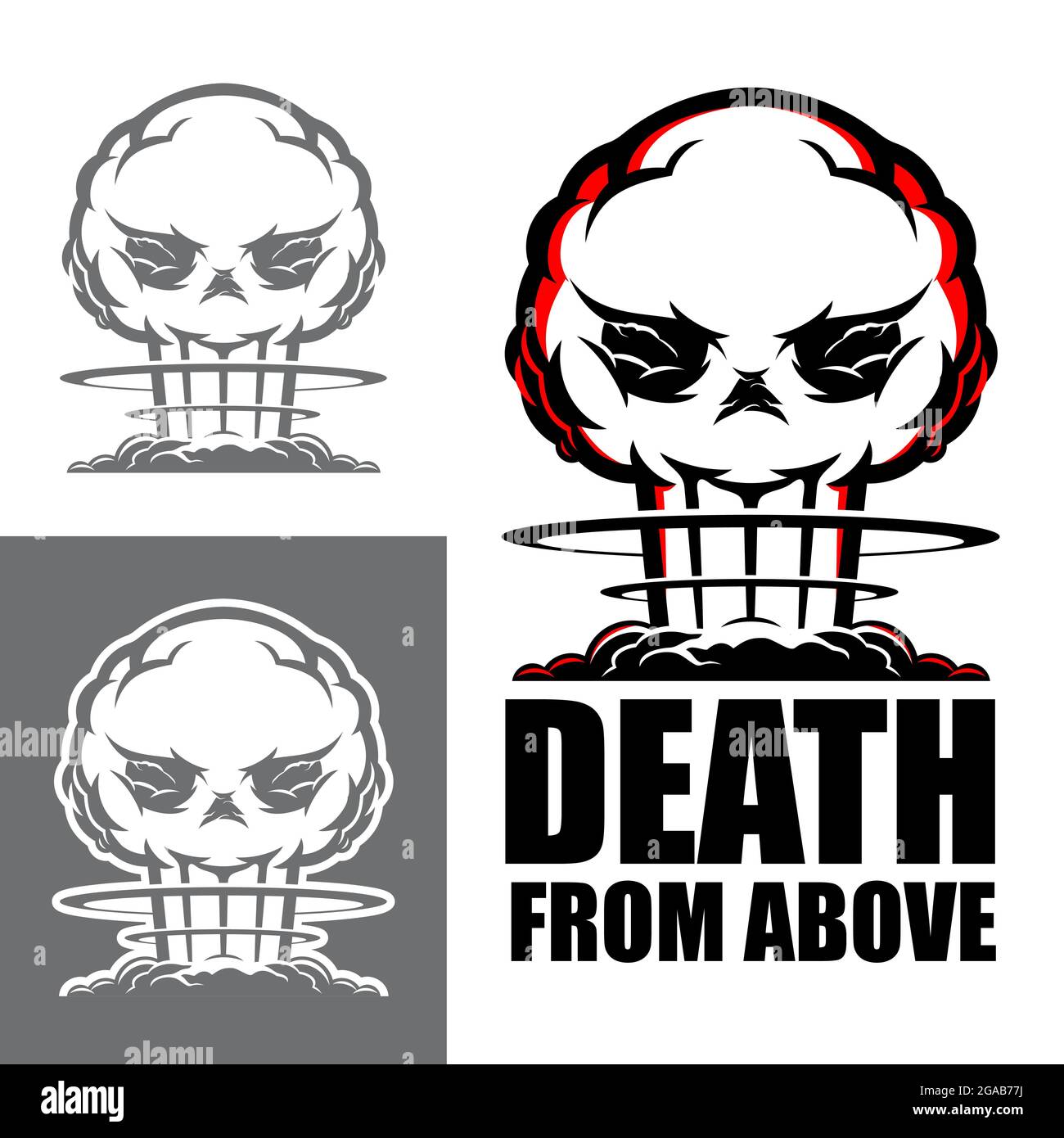Death from Above symbol vector illustration the deadly atomic blast in skull shape Stock Vector