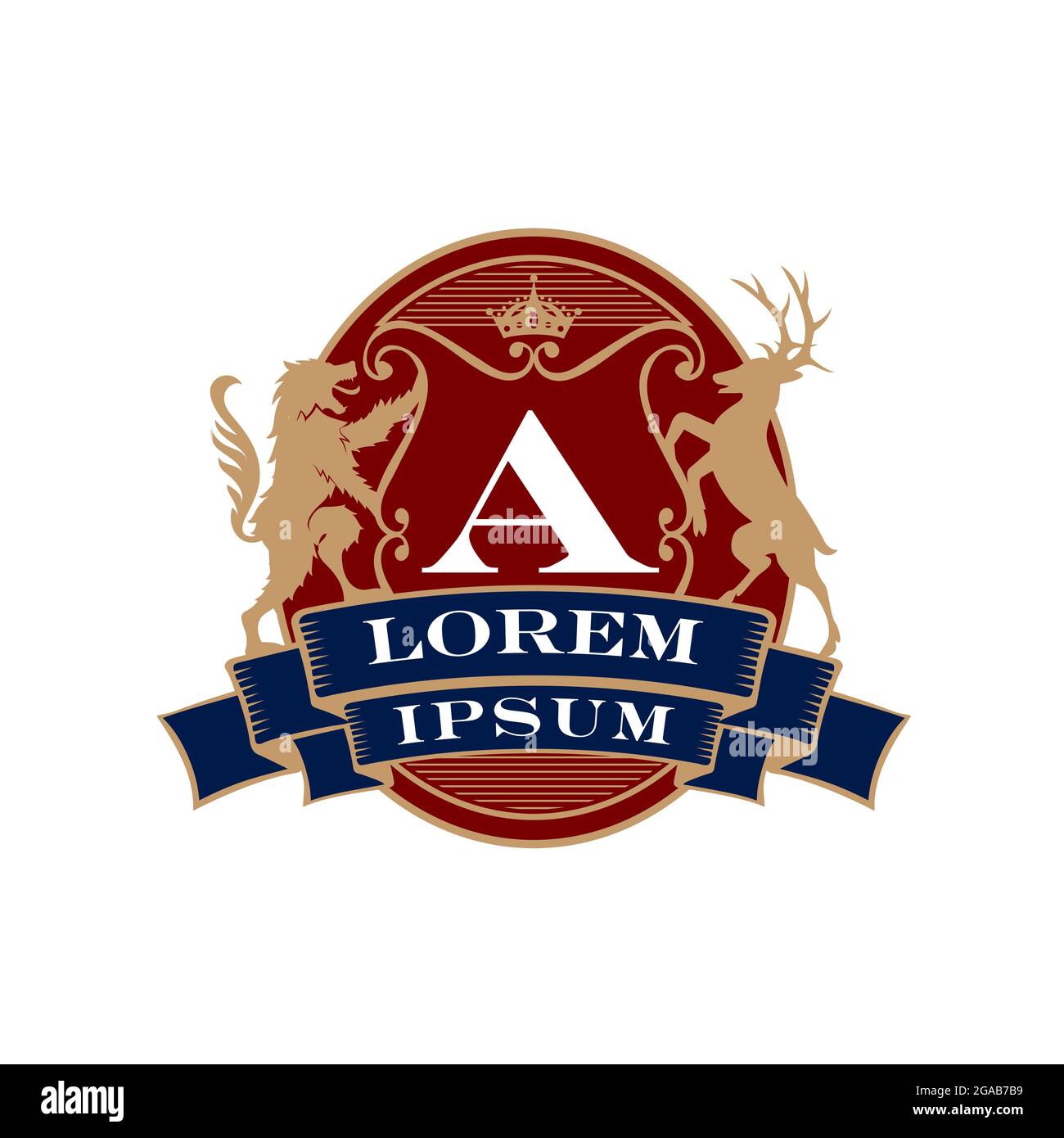 Lion and Stag emblem vector illustration Stock Vector