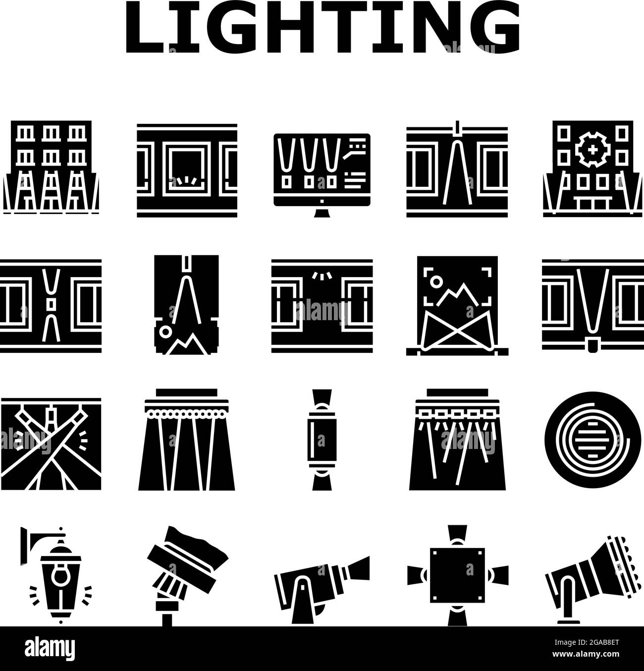 Facade Lighting Tool Collection Icons Set Vector Stock Vector Image