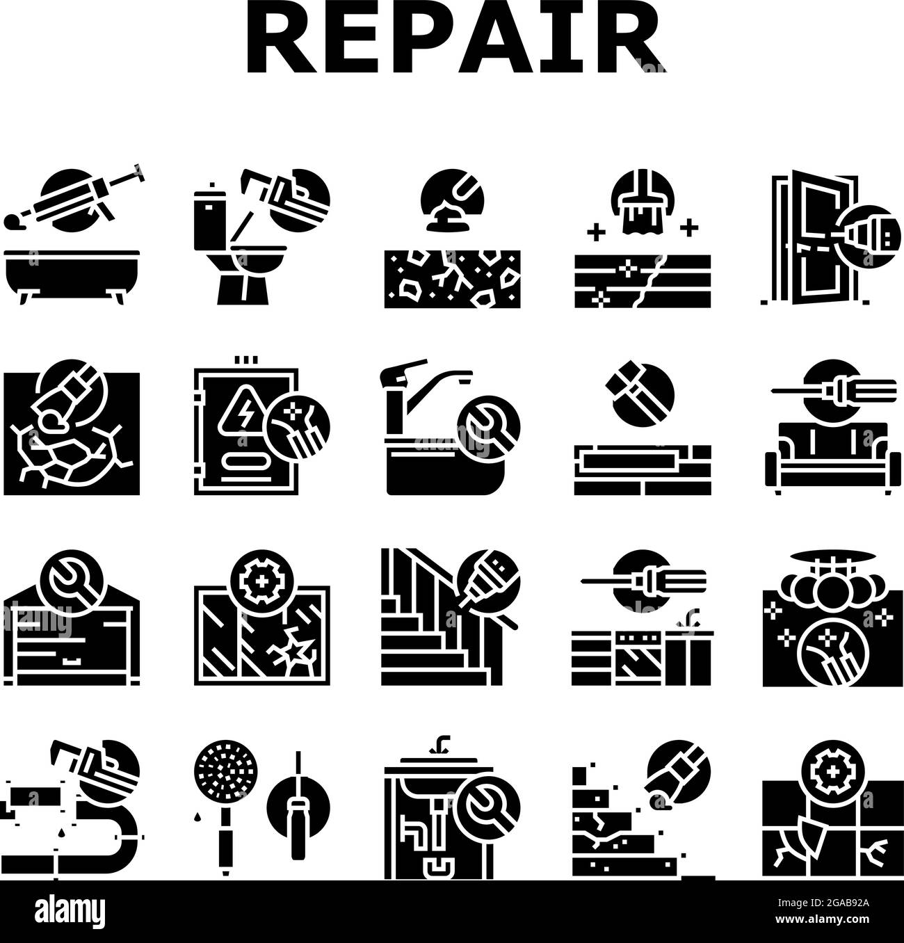 Home Repair Occupation Collection Icons Set Vector Stock Vector Image ...