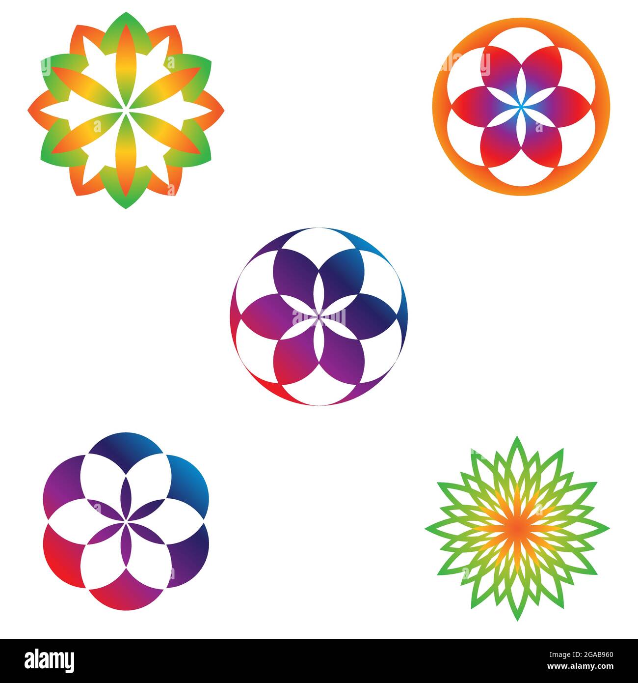 Floral Emblem pattern set vector illustration Isnginia style Stock Vector