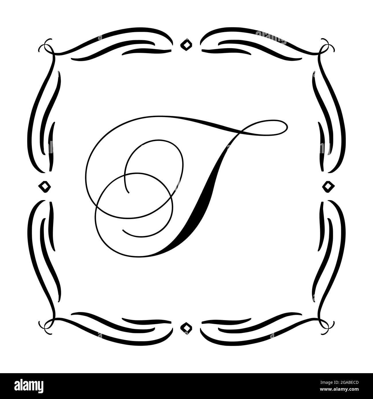 Beautiful Vintage Monogram Frame. Vector Ornate Calligraphic Design ...