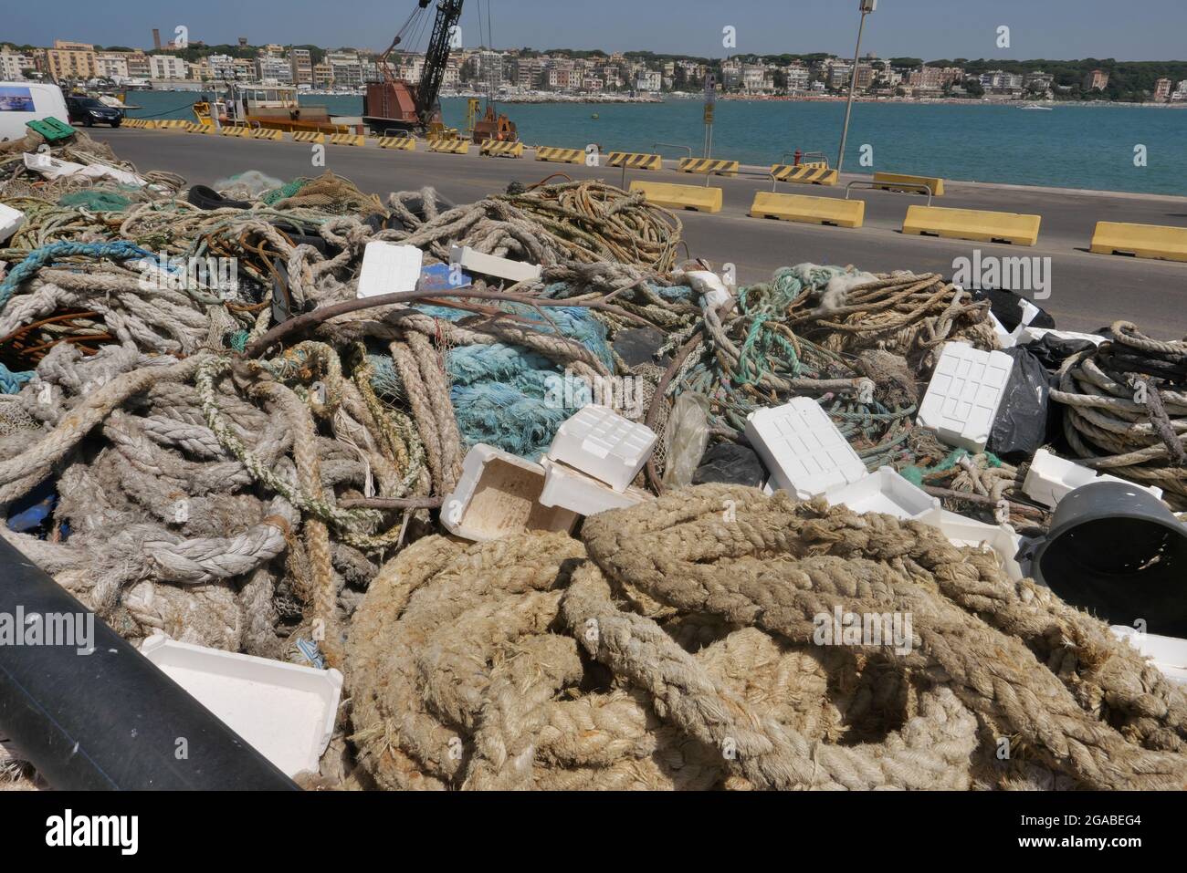 THE HEMP ROPES OF FISHING BOATS SPREAD OUT ON THE GROUND TO DRY Stock ...