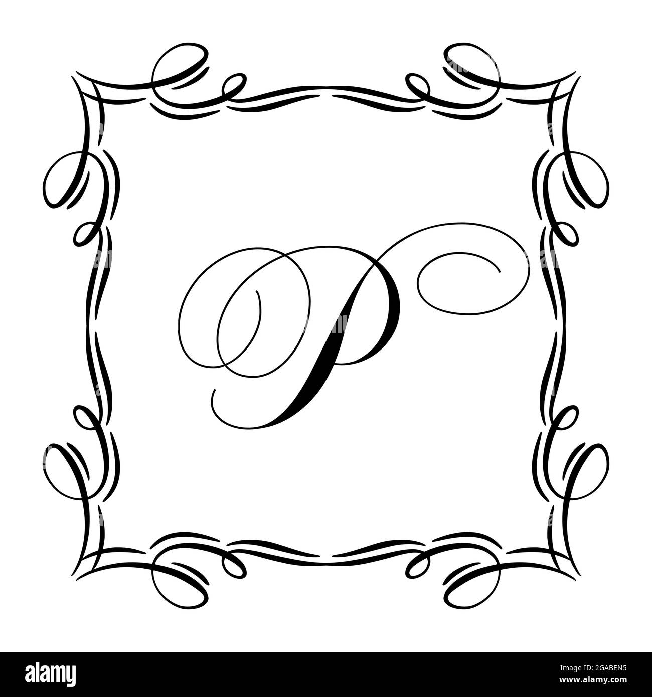 Beautiful Vintage Monogram Frame. Vector Ornate Calligraphic Design ...