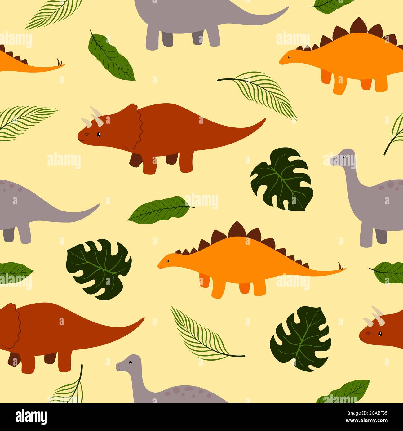 Cute dinosaurs seamless pattern. Design sketch element for textile, prints for clothes. Vector illustration. Stock Vector