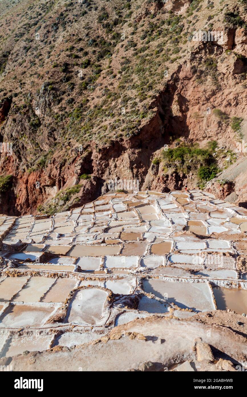 Salt extraction pans (Salinas) in Sacred Valley of Incas, Peru Stock ...