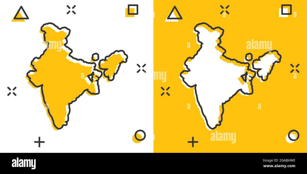 Cartoon colored India map icon in comic style. India sign illustration  pictogram. Country geography splash business concept Stock Vector Image &  Art - Alamy