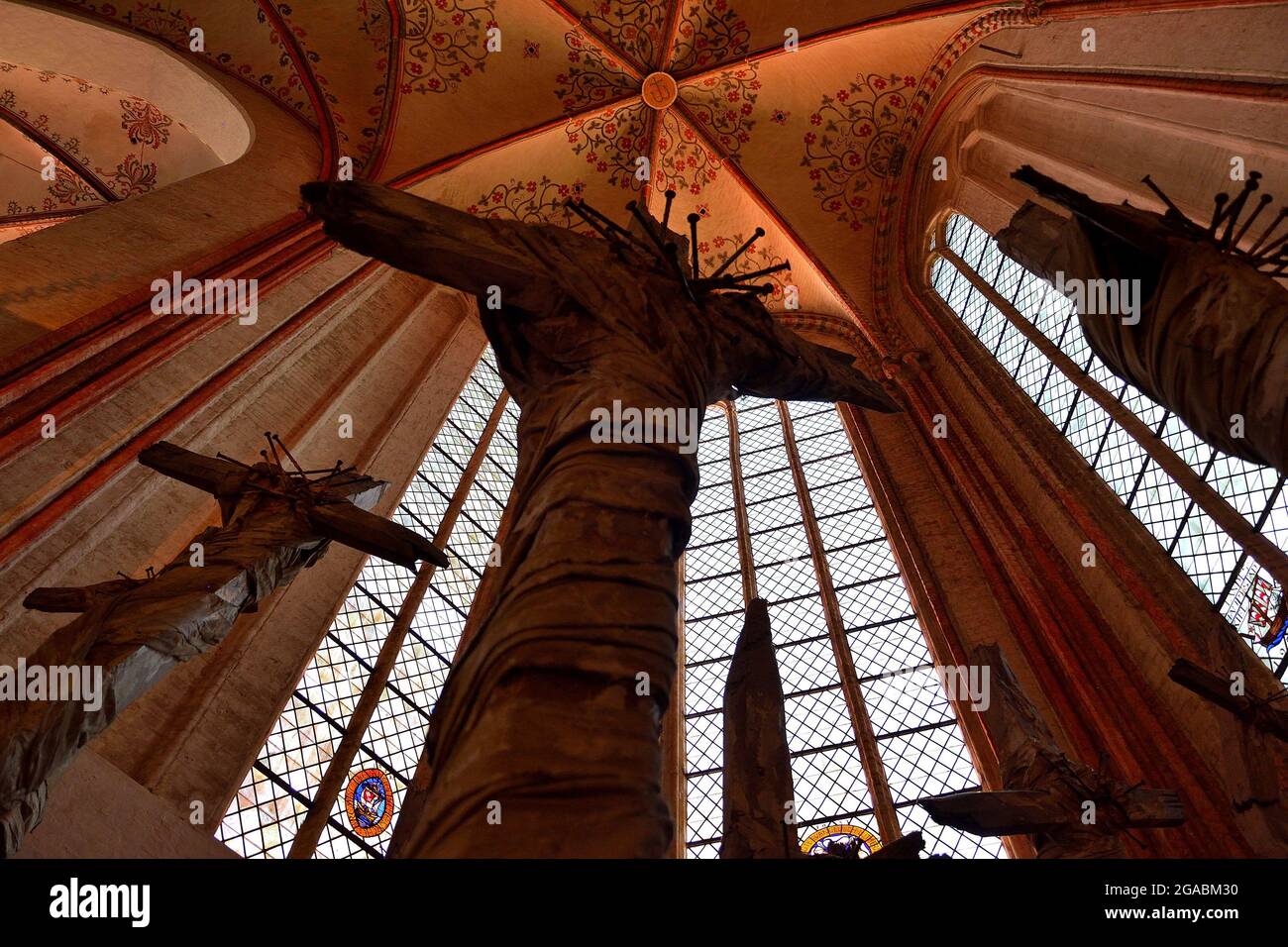 Low angle of the cross stands in a dome of a church Stock Photo - Alamy