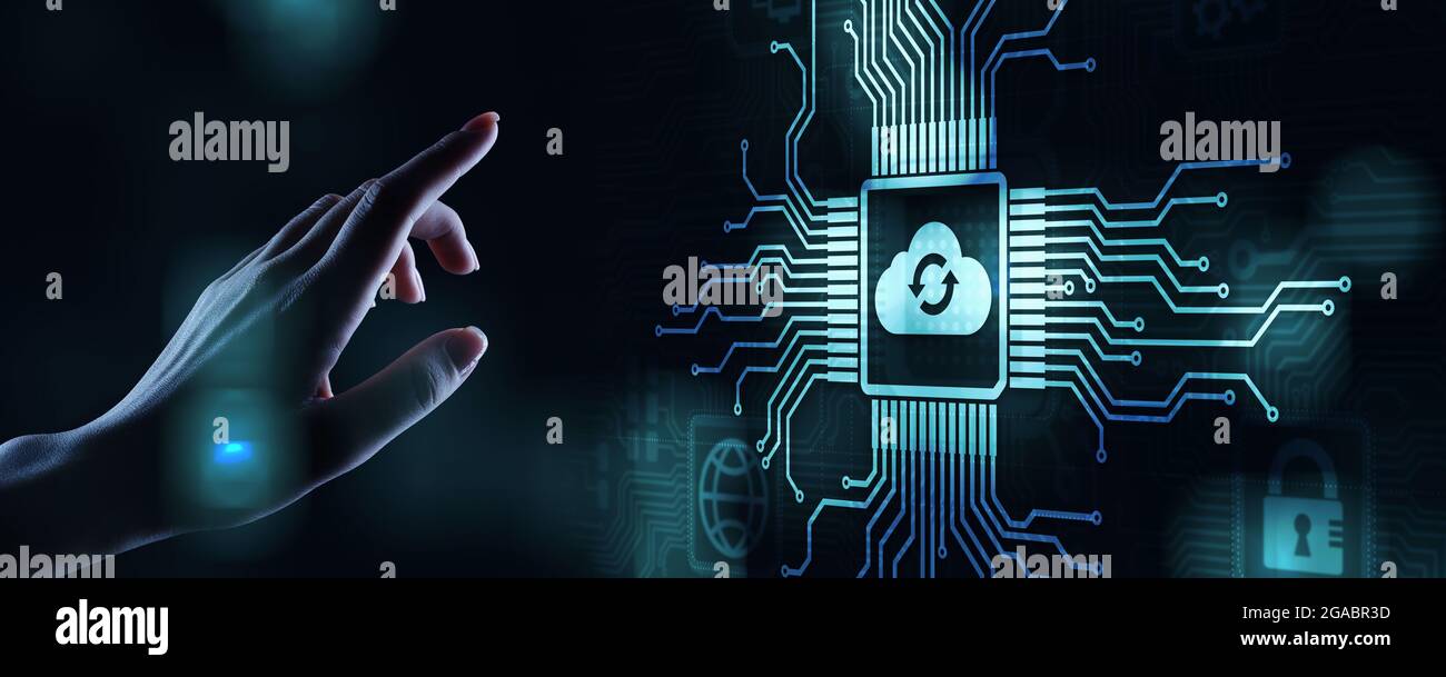 Cloud technology computing and data storage concept on virtual screen ...