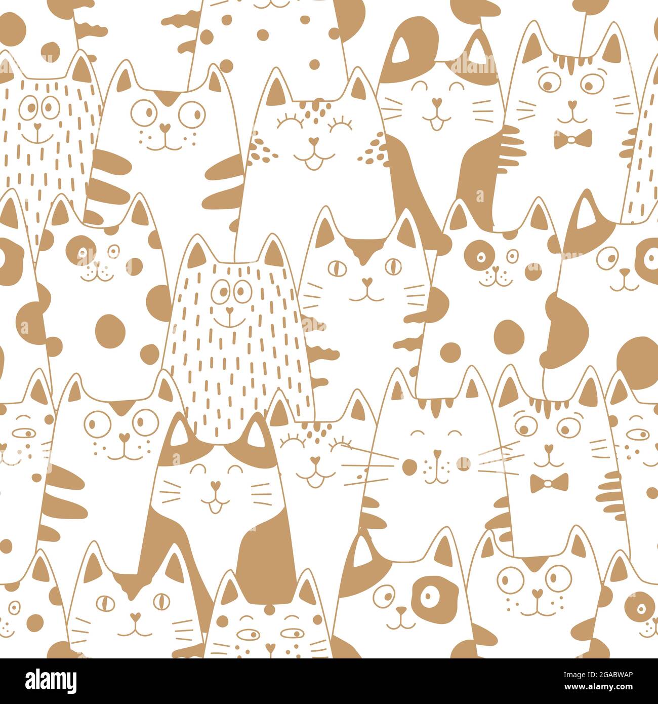 Seamless childish pattern with cute cats . Creative kids hand drawn ...