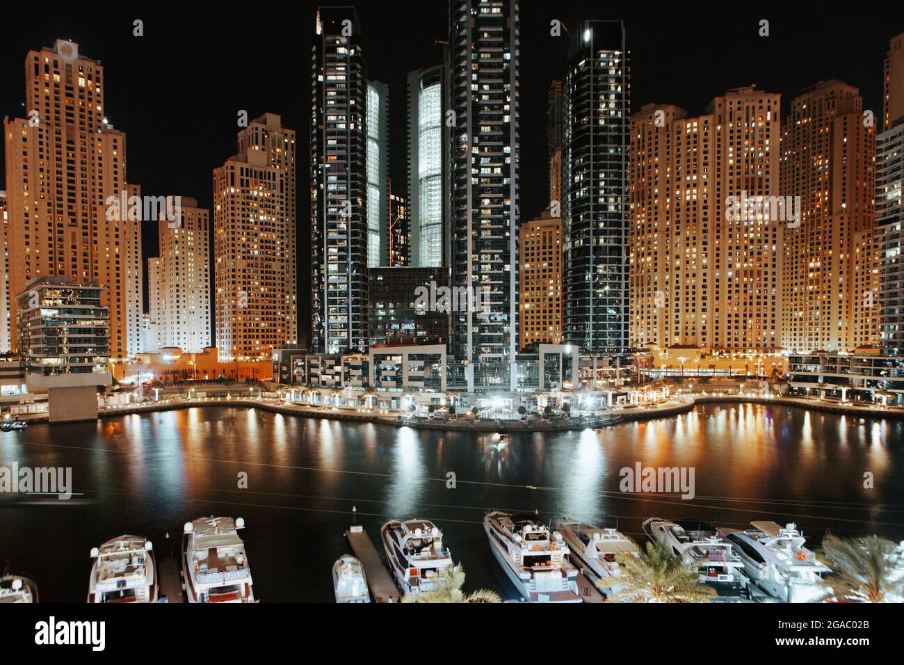 Stunning view of Dubai Marina at night Stock Photo