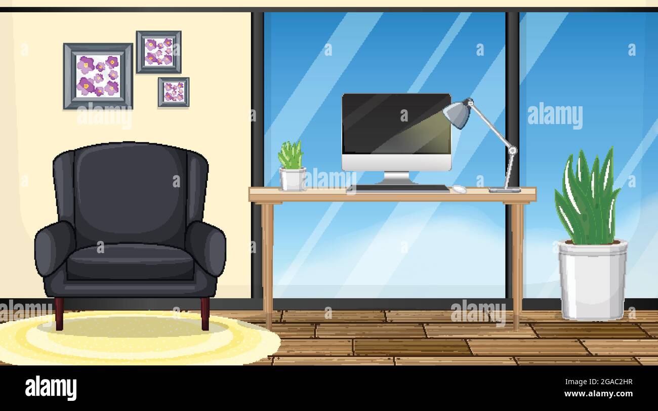 Living room interior design with furniture illustration Stock Vector ...
