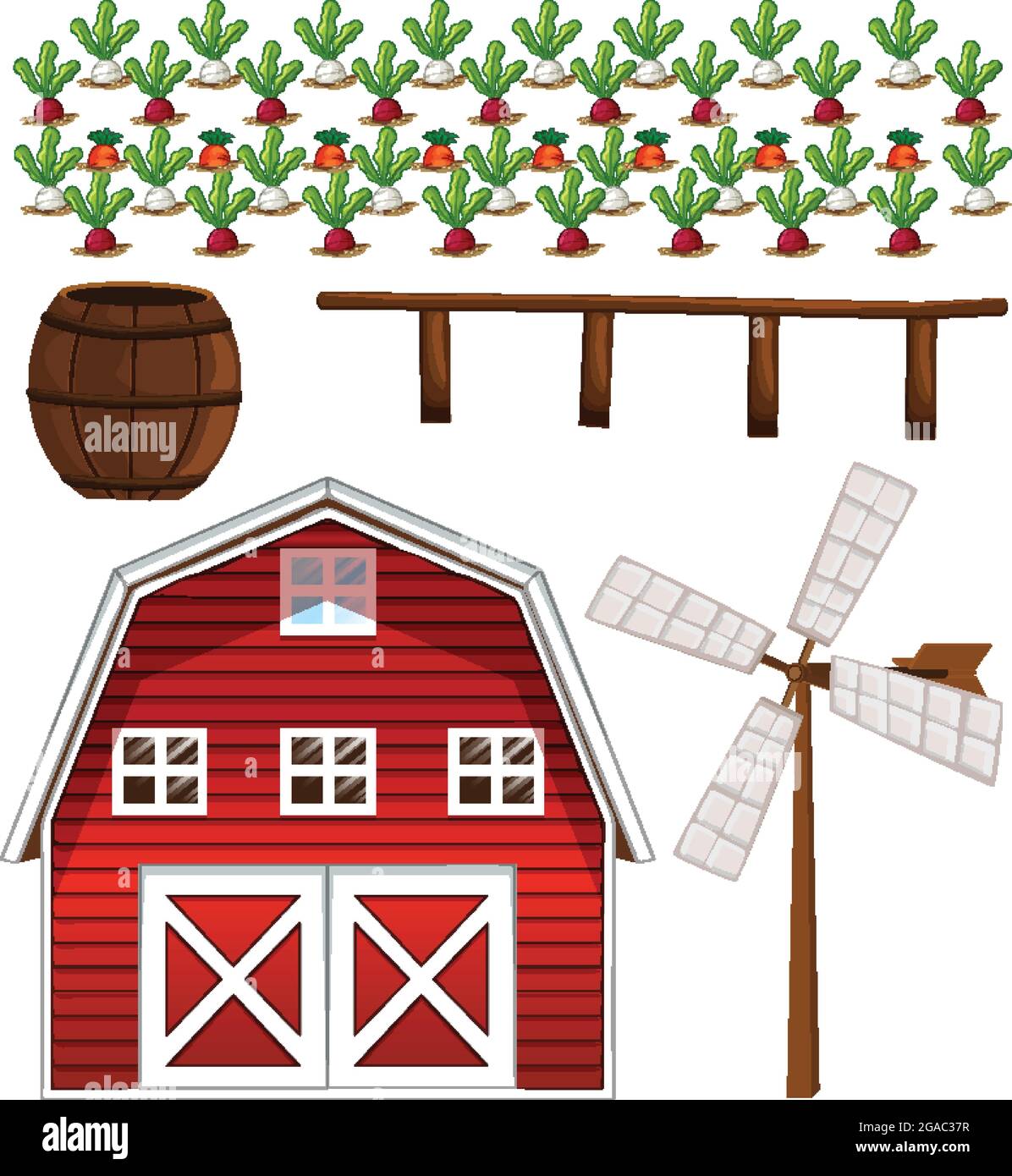 Farm element set isolated on white background illustration Stock Vector ...