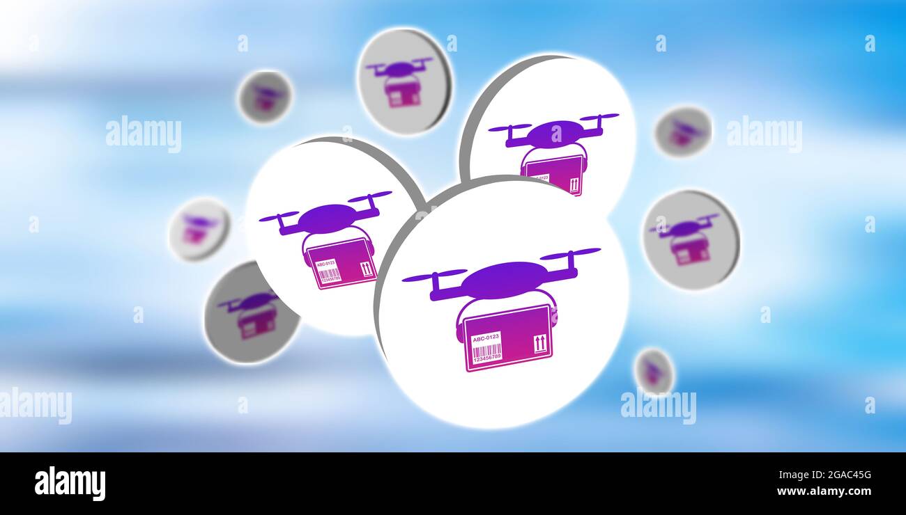 Illustration of a drone delivery concept Stock Photo - Alamy