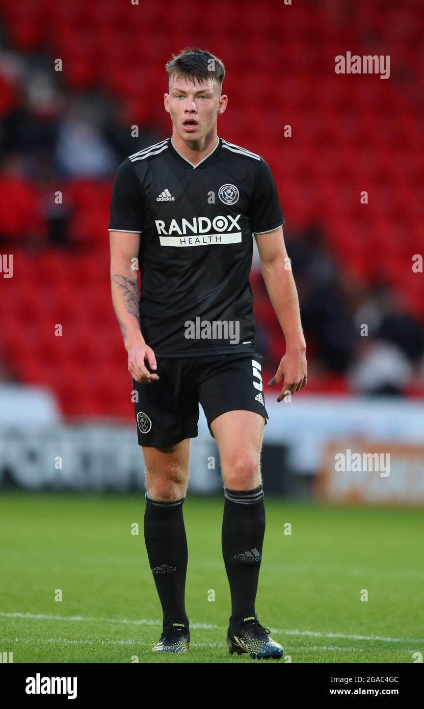Doncaster, England, 28th July 2021. Kacper Lopata of Sheffield Utd during  the Pre Season Friendly match at the Keepmoat Stadium, Doncaster. Picture  credit should read: Simon Bellis / Sportimage Stock Photo - Alamy