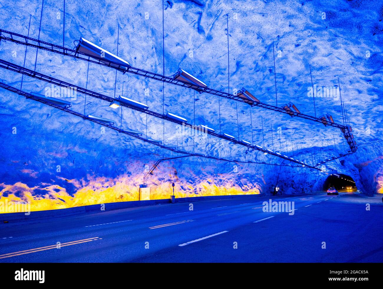 The Laerdal Tunnel, the longest in the world, more than 24 km. Stock Photo