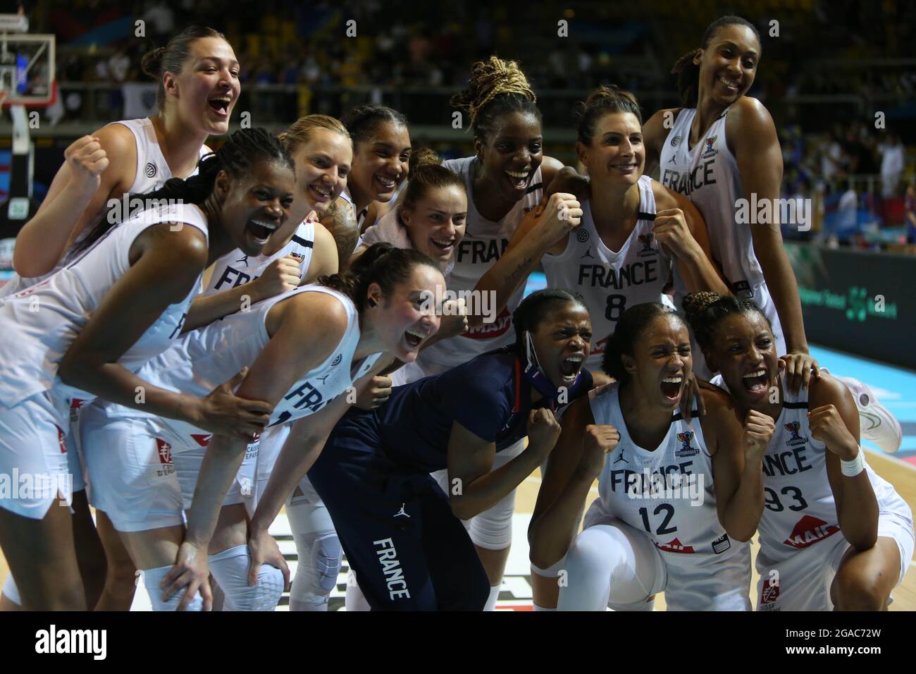 Celebration Victory Team France during the FIBA Women's EuroBasket 2021, quarter-finals basketball match between France and Bosnia Herzegovina on June 23, 2021 at Rhenus Sport in Strasbourg, France - Photo Laurent Lairys / DPPI Stock Photo