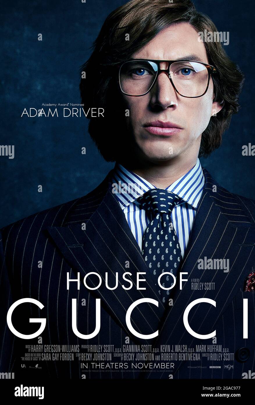 House of Gucci (2021) directed by Ridley Scott and starring Adam Driver as  Maurizio Gucci in a crime drama inspired by the family empire behind the  famous Italian fashion house Stock Photo -