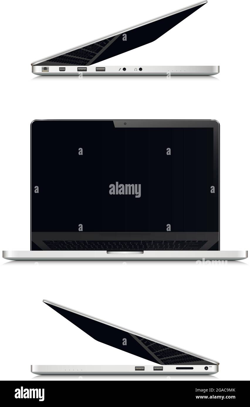 Laptop Display Mock Up Opened And Closed Set Stock Vector Image Art