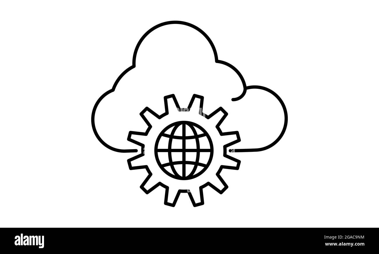Cloud storage settings line icon cloud with gear vector image Stock Vector