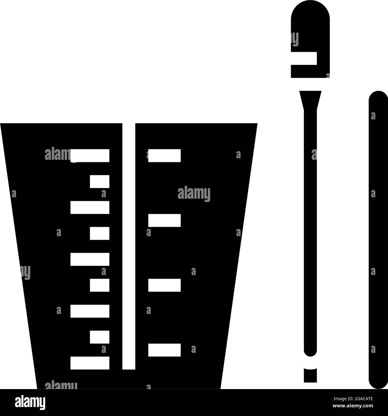 measuring cup and stick tool resin art glyph icon vector illustration ...