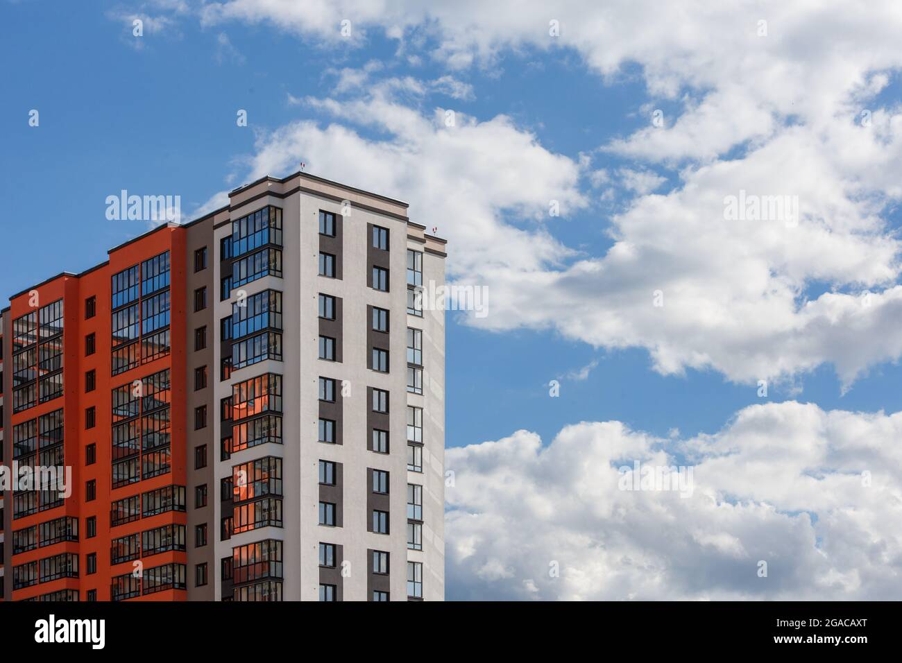 new high rise apartament building with multiple balcony and windows on ...
