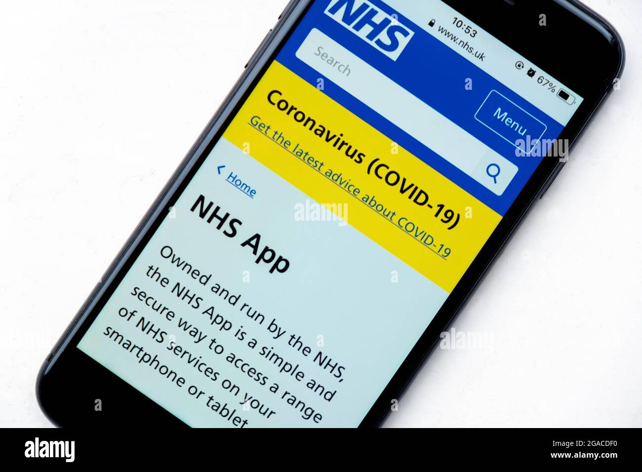 London UK, July 30 2020, Mobile Phone Or Smartphone Screen Shot Of The UK NHS Coronavirus Covid-19 App Stock Photo