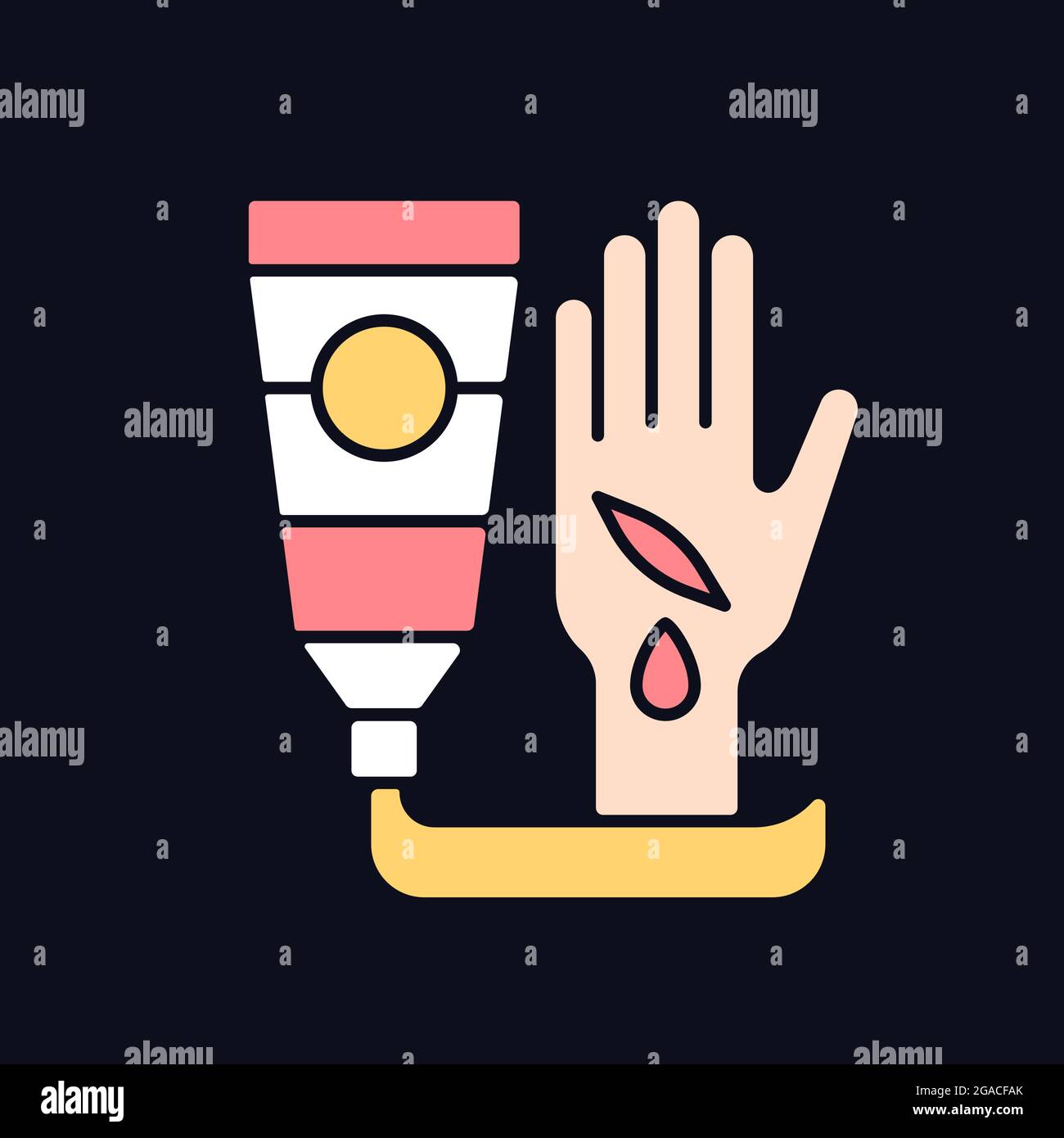 Healing ointment for cuts RGB color icon for dark theme. Preventing ...
