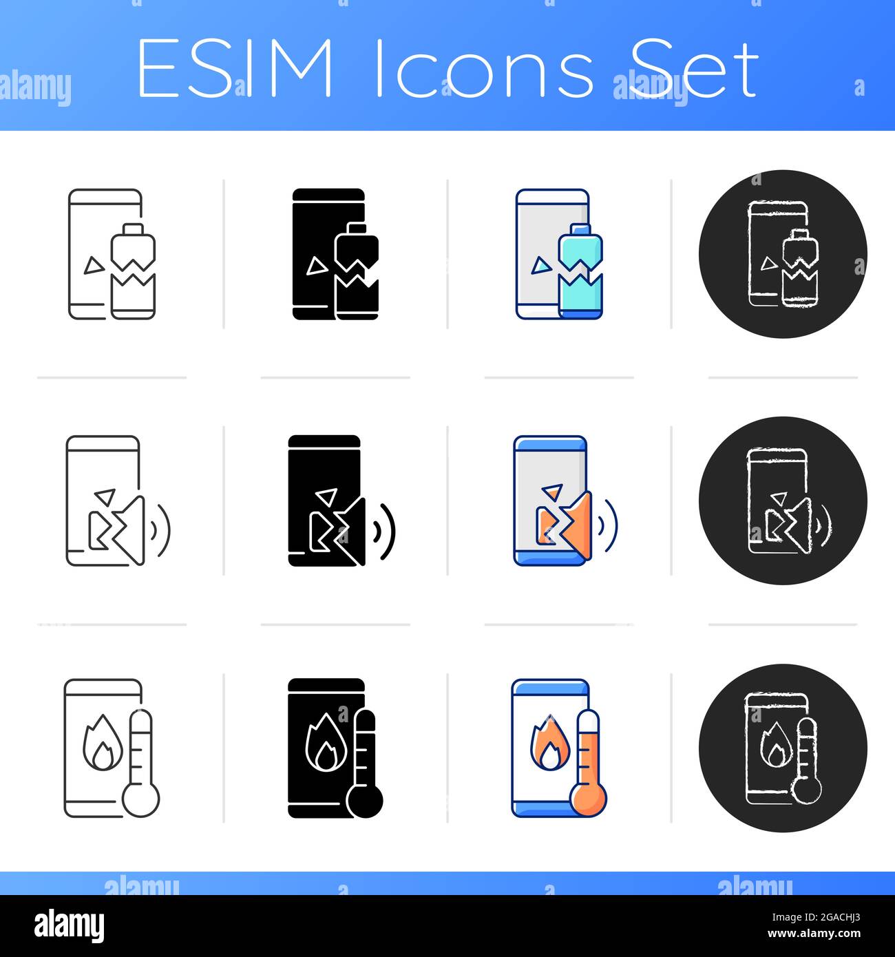 Phone repair icons set Stock Vector
