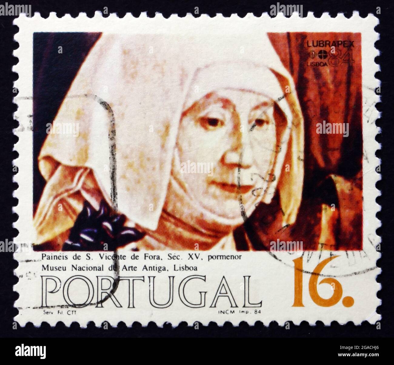 PORTUGAL - CIRCA 1984: a stamp printed in the Portugal shows Nun ...