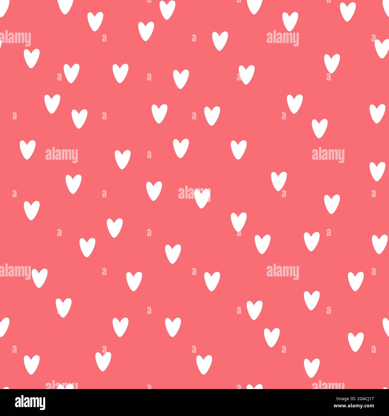 Seamless pattern of white hearts on a red background in a flat style ...
