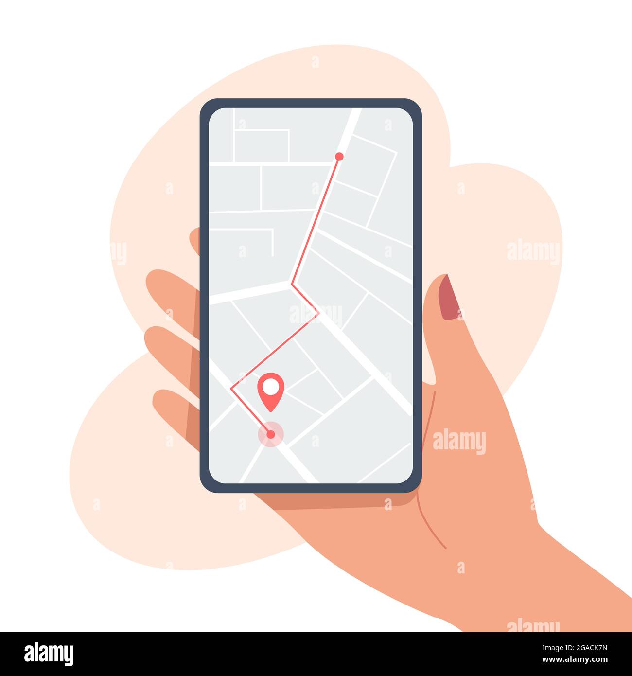 Smartphone mobile app with route and points location on a city map Stock Vector Image & Art Alamy