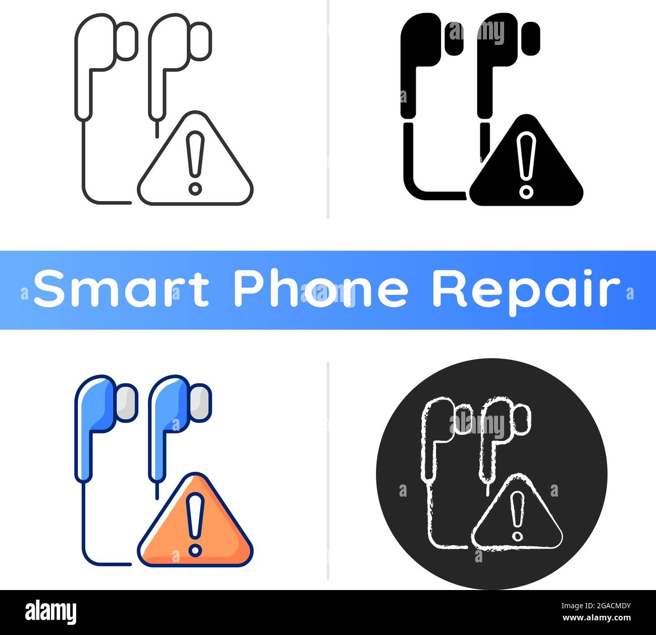 Broken earphones icon Stock Vector