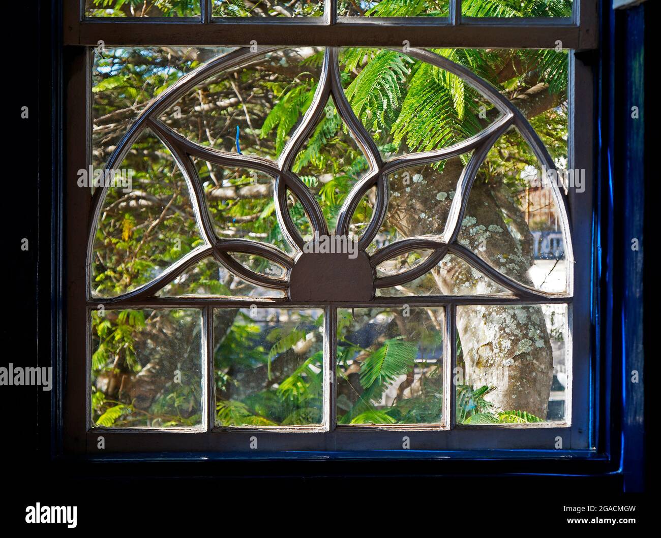 Colonial window with view of Diamantina, historical city in Brazil ...