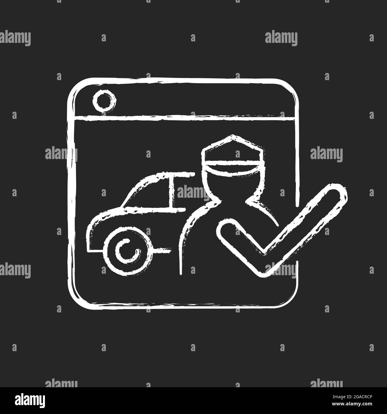 Ride-hailing platforms chalk white icon on dark background. Ridesharing company. Connecting driver and customer via mobile live chat. Isolated vector Stock Vector