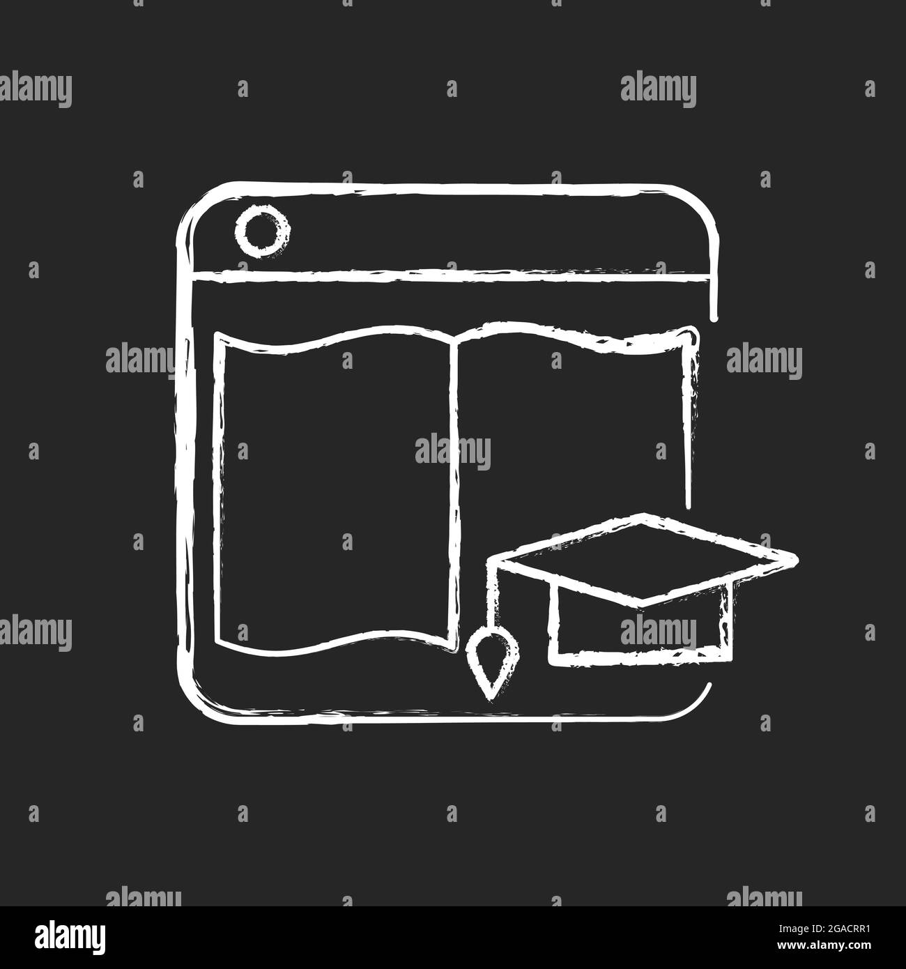Learning platforms chalk white icon on dark background. Website for students and teachers. Online courses. E-learning. Enhance educational management. Stock Vector