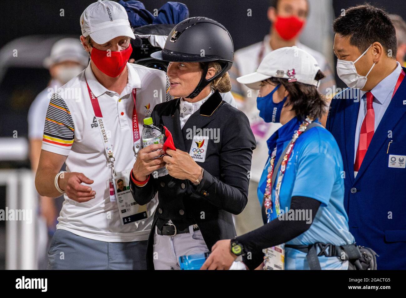 Belgian Lara De Liedekerke De Pailhe pictured after the dressage event of the Eventing equestrian competition, on the eighth day of the 'Tokyo 2020 Ol Stock Photo