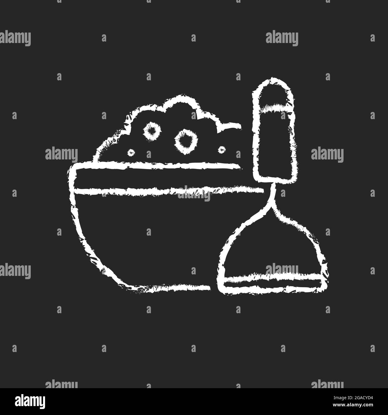 Mash potato chalk white icon on dark background. Vegan gravy recipe ...