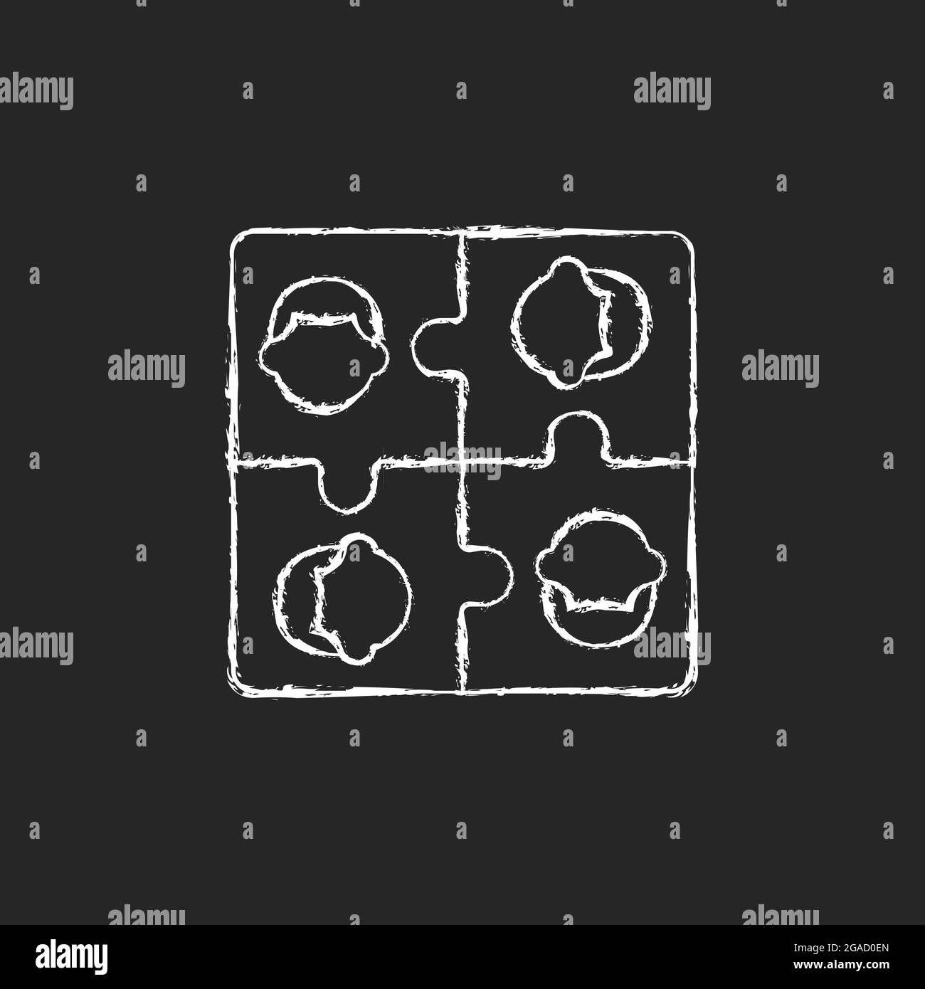 Team building chalk white icon on dark background Stock Vector