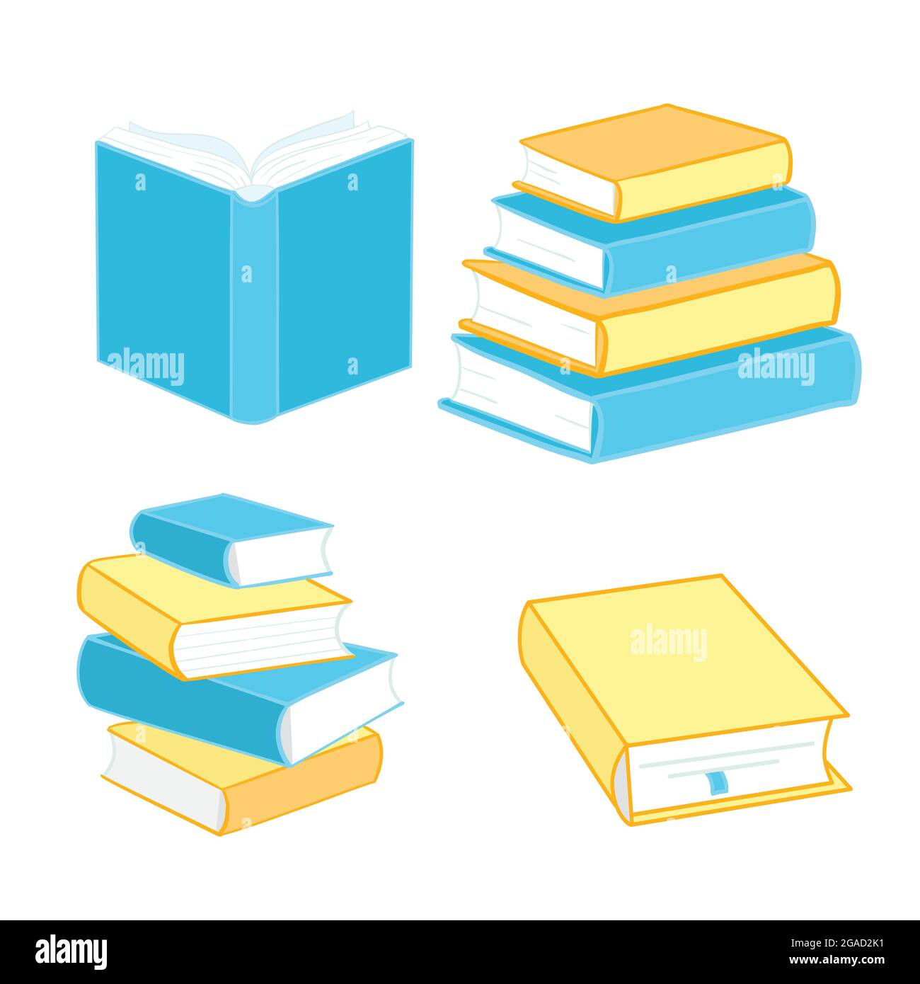 Book icons are made in a flat style of school textbooks, isolated on a ...