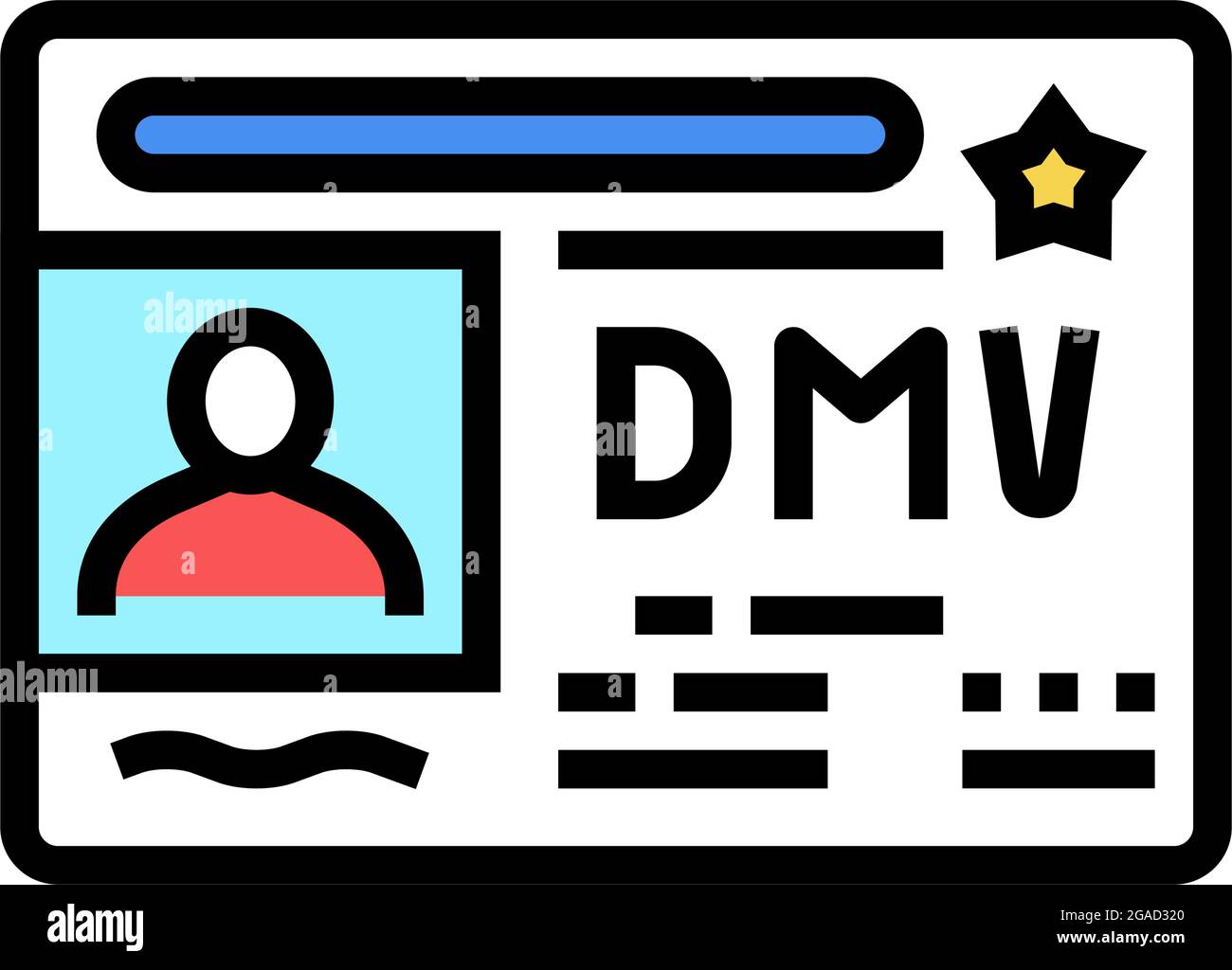 dmv driver license requirements color icon vector illustration Stock