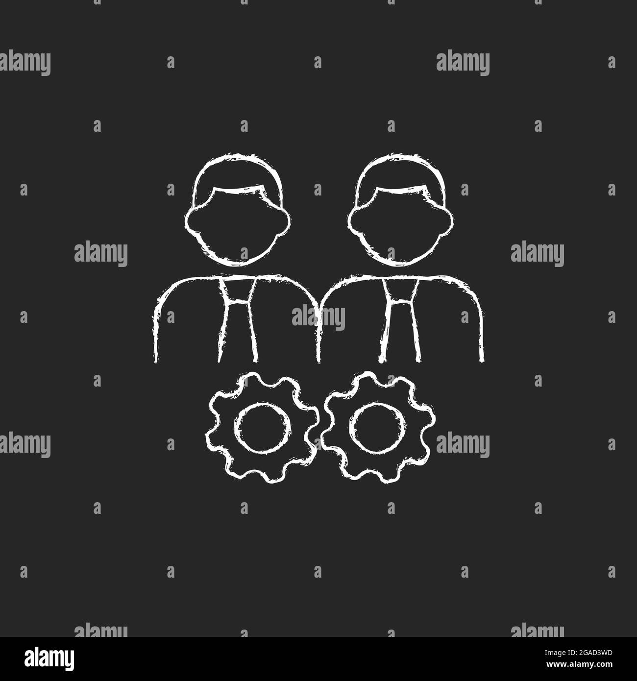 Collaboration chalk white icon on dark background Stock Vector