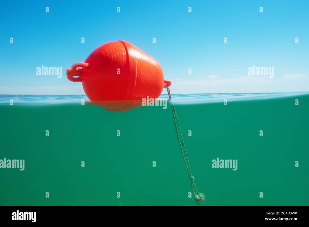 Buoy float on the sea water and underwater view Stock Photo - Alamy